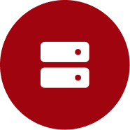 Icône de disque dur sur fond rouge, symbolisant l'optimisation des outils numériques pour la stratégie marketing et le soutien aux entreprises.